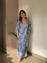 Blue Embroidered Floral Printed Co-ords-AHTUPZ-COMBO-646-EMB-OA